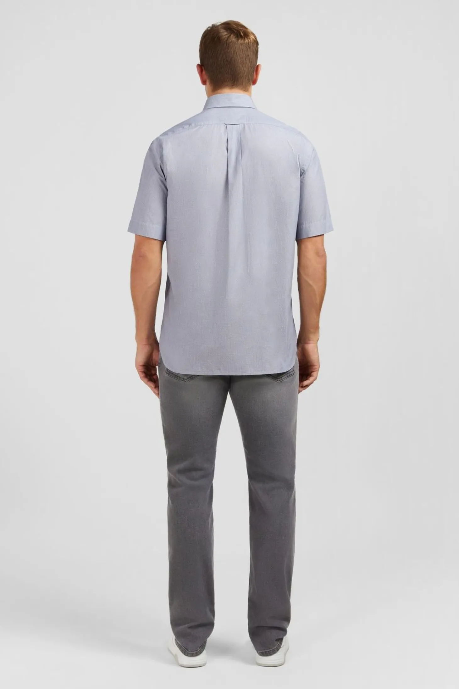 Chemisette Bleue En Coton Dobby