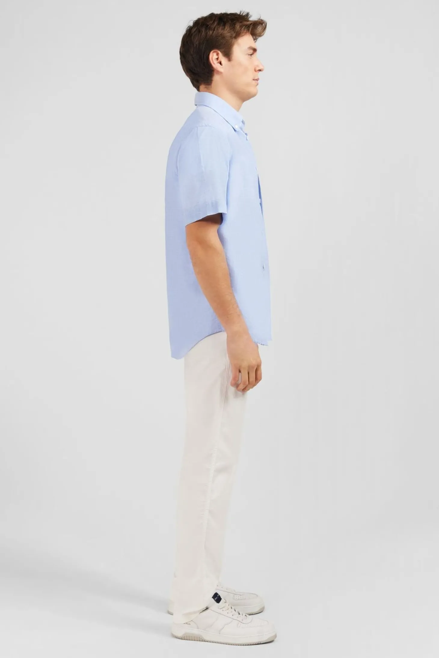 Chemisette Bleue En Coton Dobby
