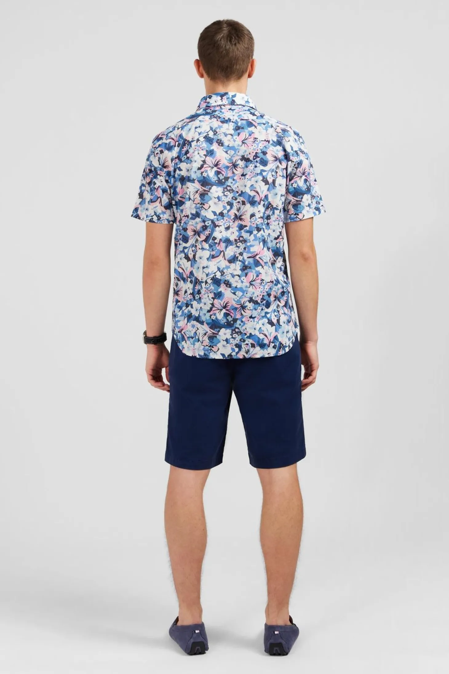 Chemisette Bleue Imprime Exclusif Fleurs
