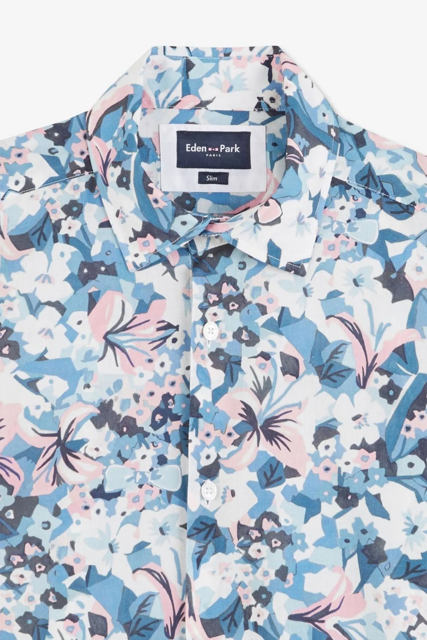 Chemisette Bleue Imprime Exclusif Fleurs