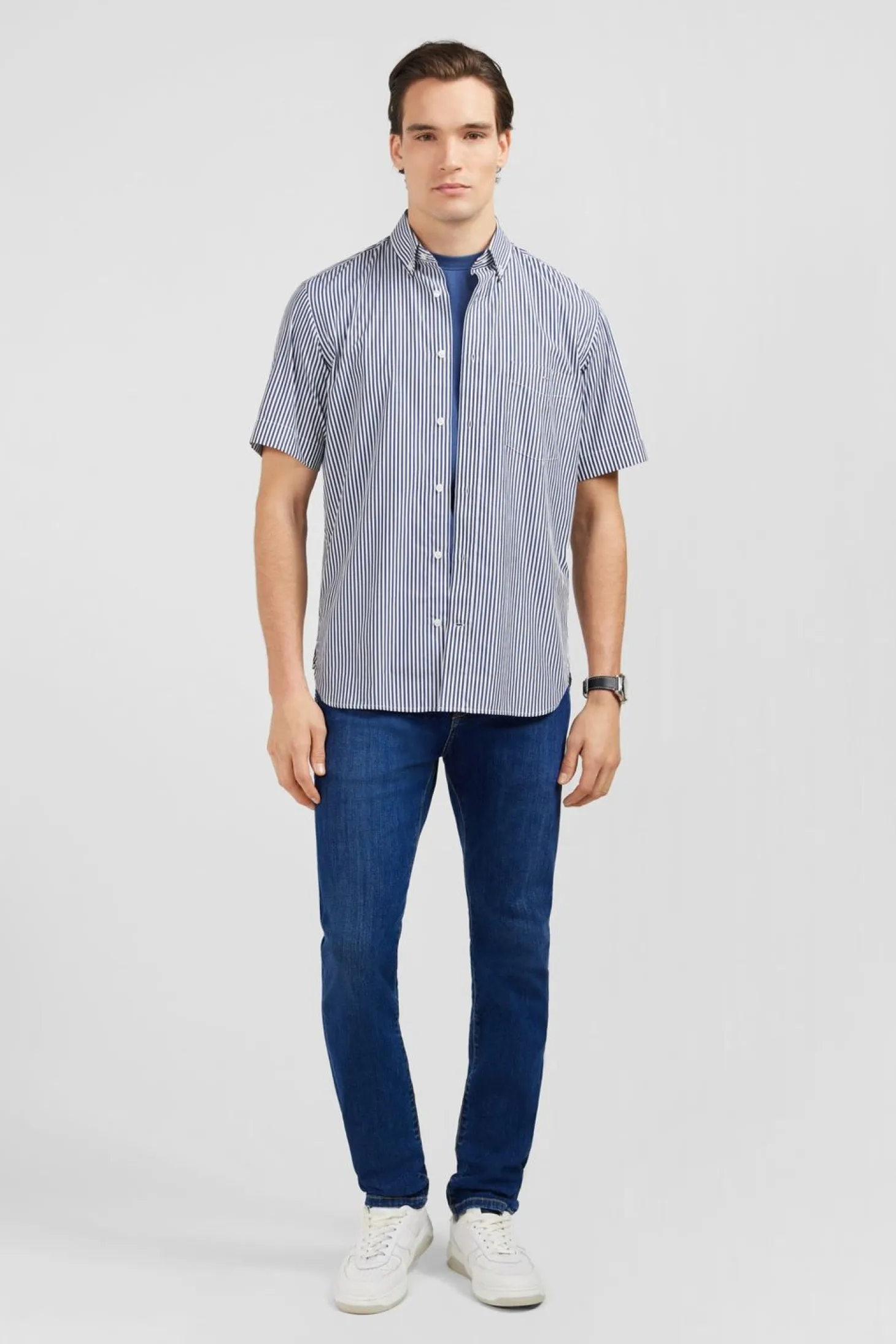Chemisette Bleu Fonce A Rayures