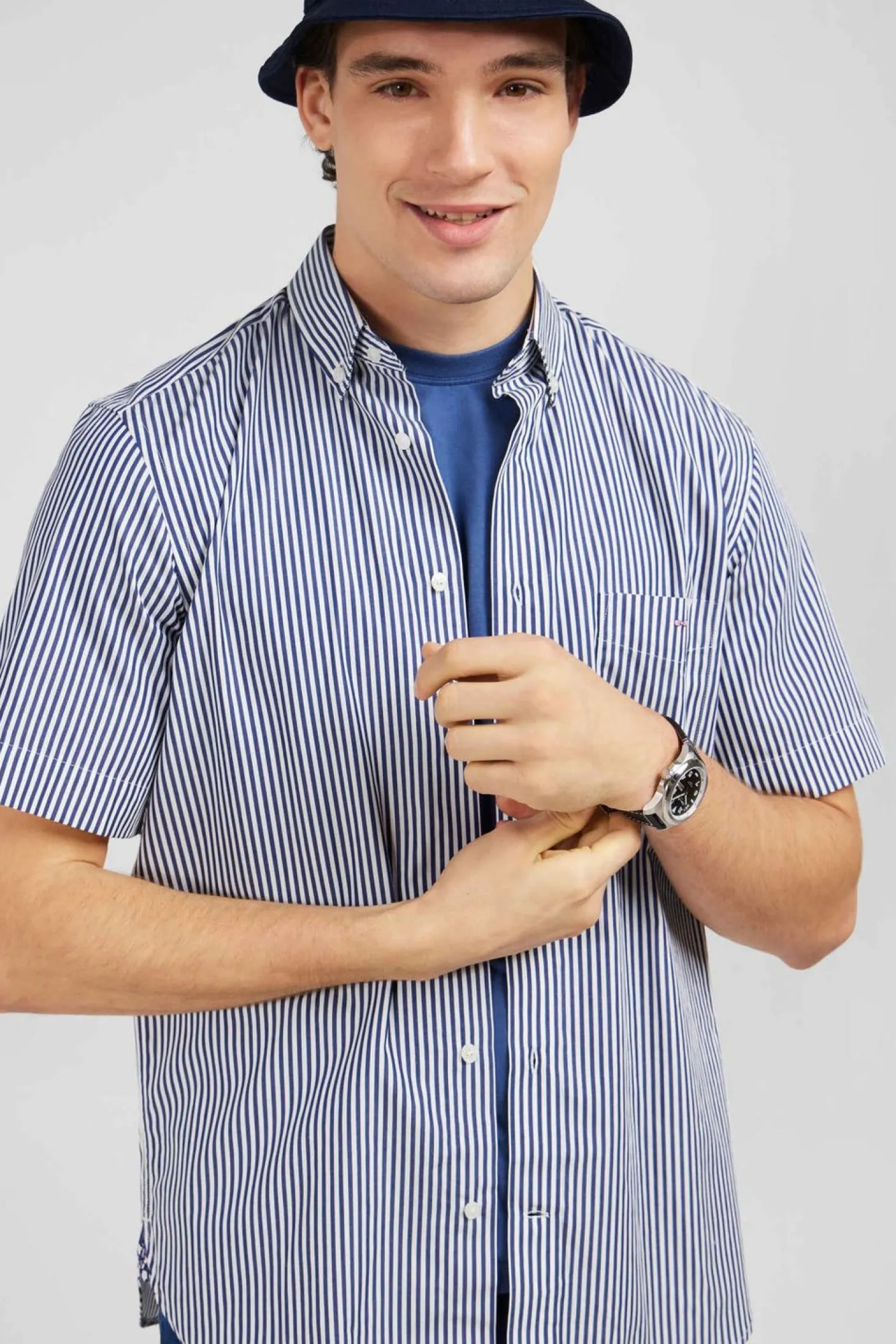 Chemisette Bleu Fonce A Rayures