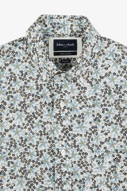 Chemisette En Coton Imprime Ecru Coupe Regular