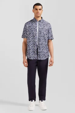 Chemisette En Coton Imprime Marine Coupe Regular