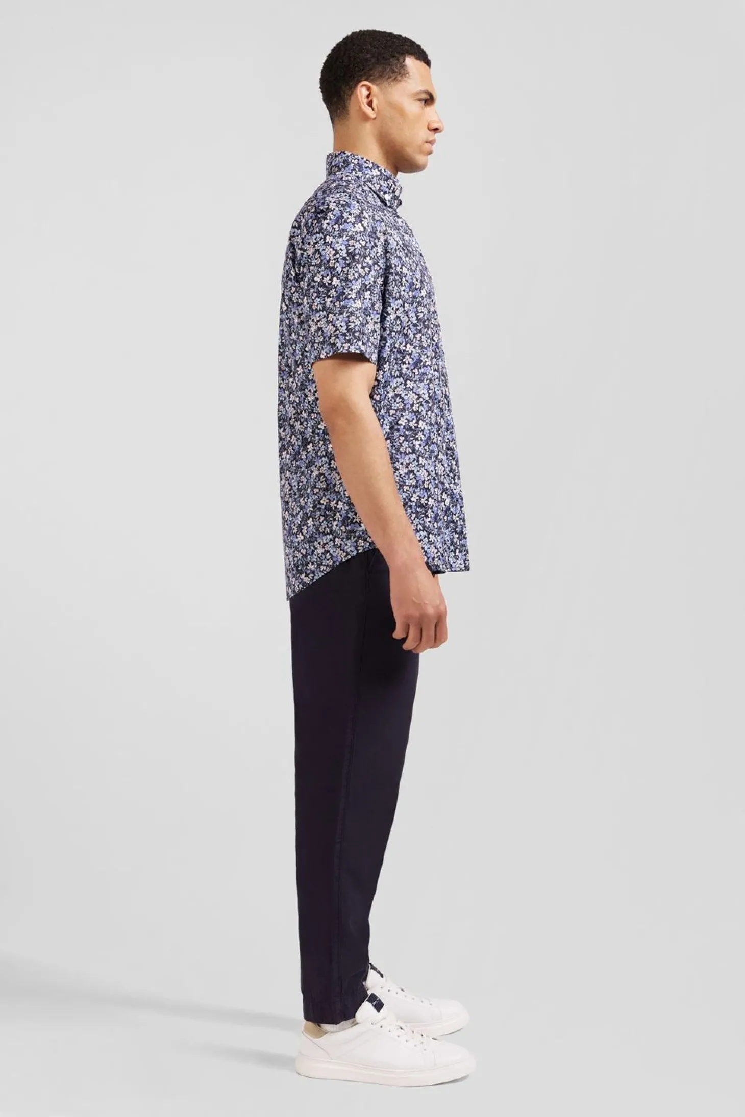 Chemisette En Coton Imprime Marine Coupe Regular