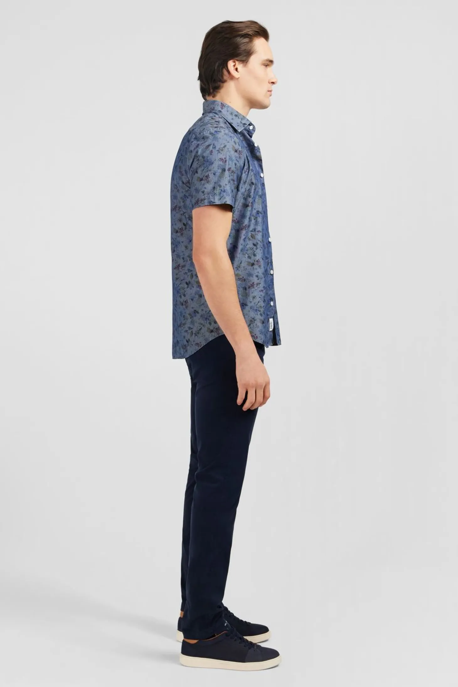 Chemisette En Denim A Motif Fleurs Et Feuilles