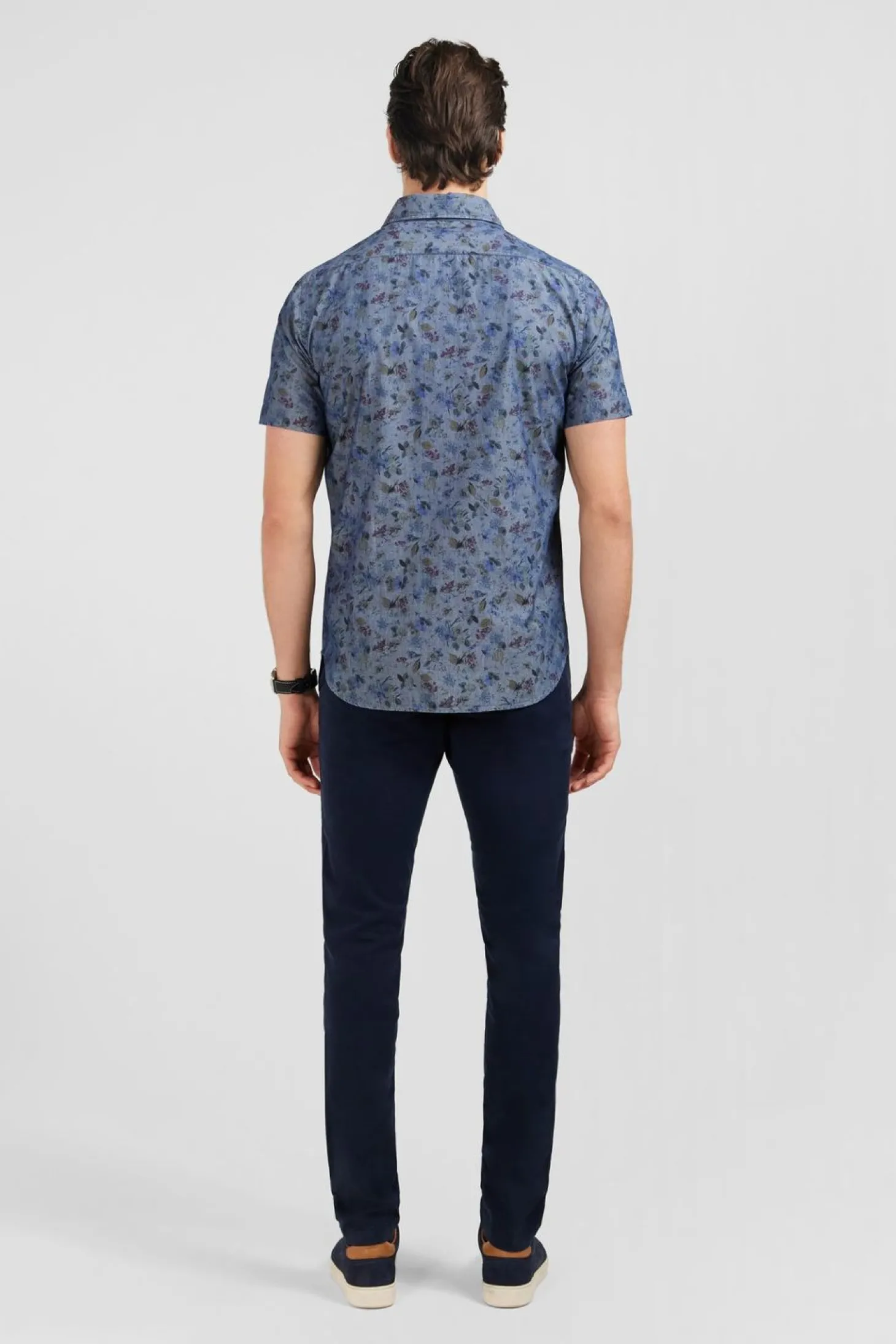 Chemisette En Denim A Motif Fleurs Et Feuilles