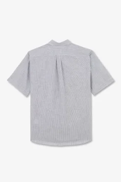 Chemisette Rayee Bleu Fonce En Coton Dobby