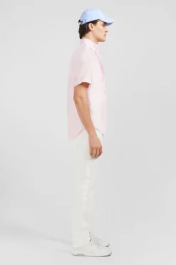 Chemisette Rose A Carreaux En Coton Dobby