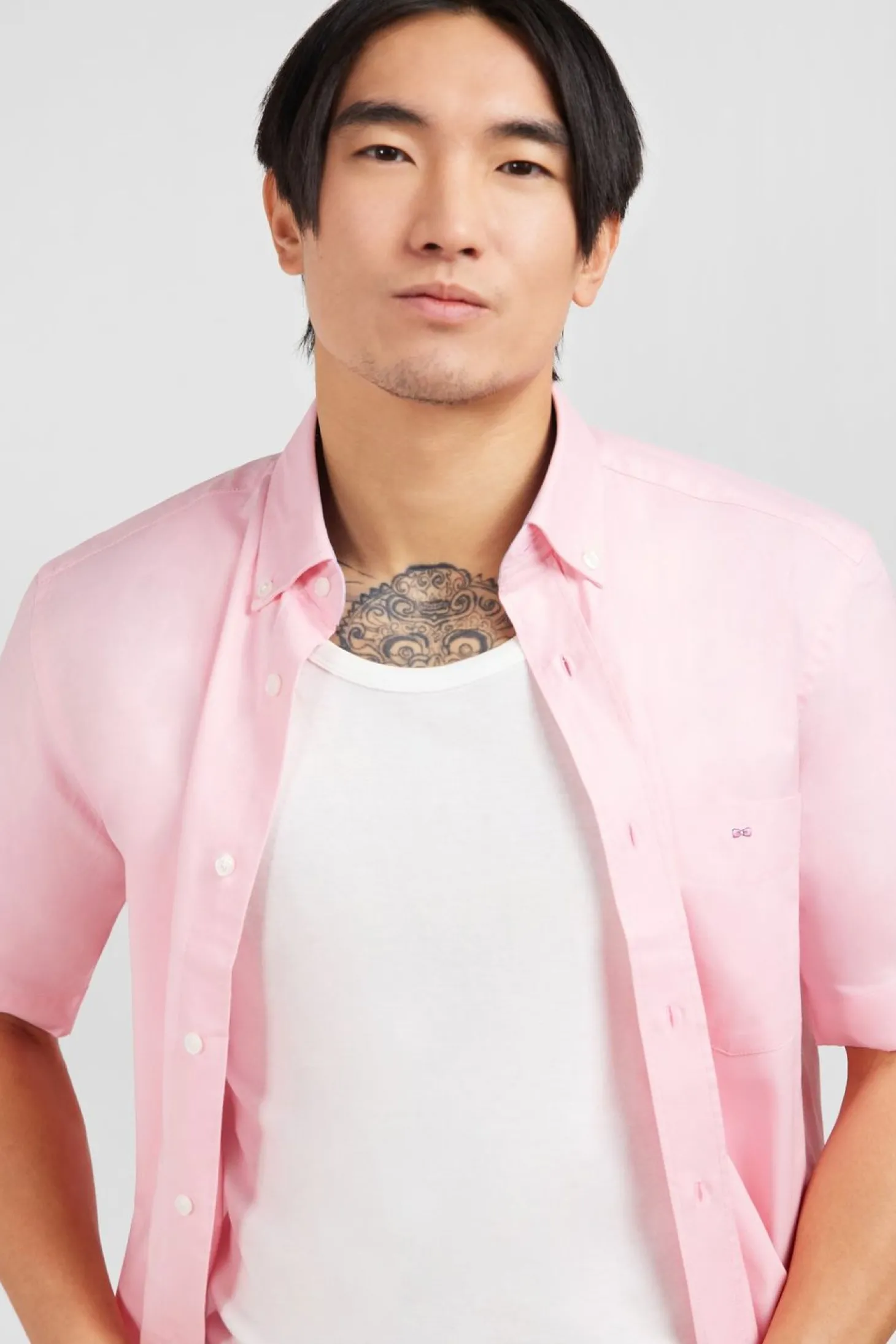 Chemisette Rose Unie En Coton