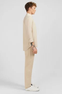 Chemise Unie Beige En Lin