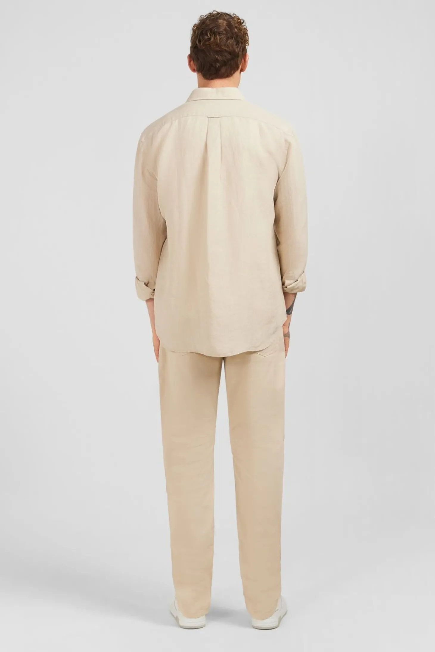 Chemise Unie Beige En Lin