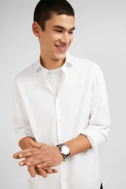Chemise Unie Blanche En Coton Coupe Classique