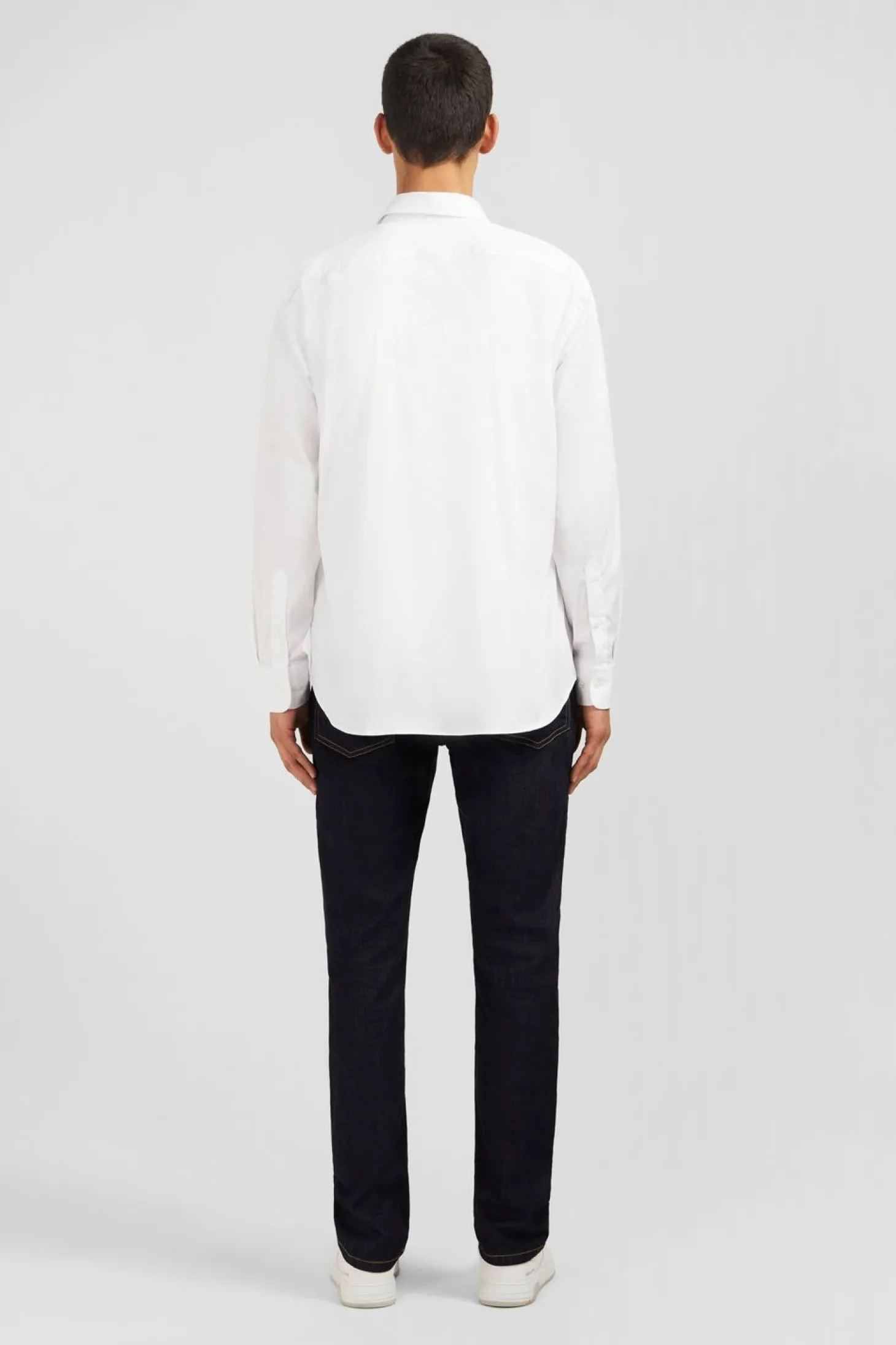 Chemise Unie Blanche En Coton Coupe Classique
