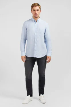 Chemise Unie Bleu Clair En Lin