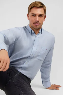 Chemise Unie Bleu Clair En Lin