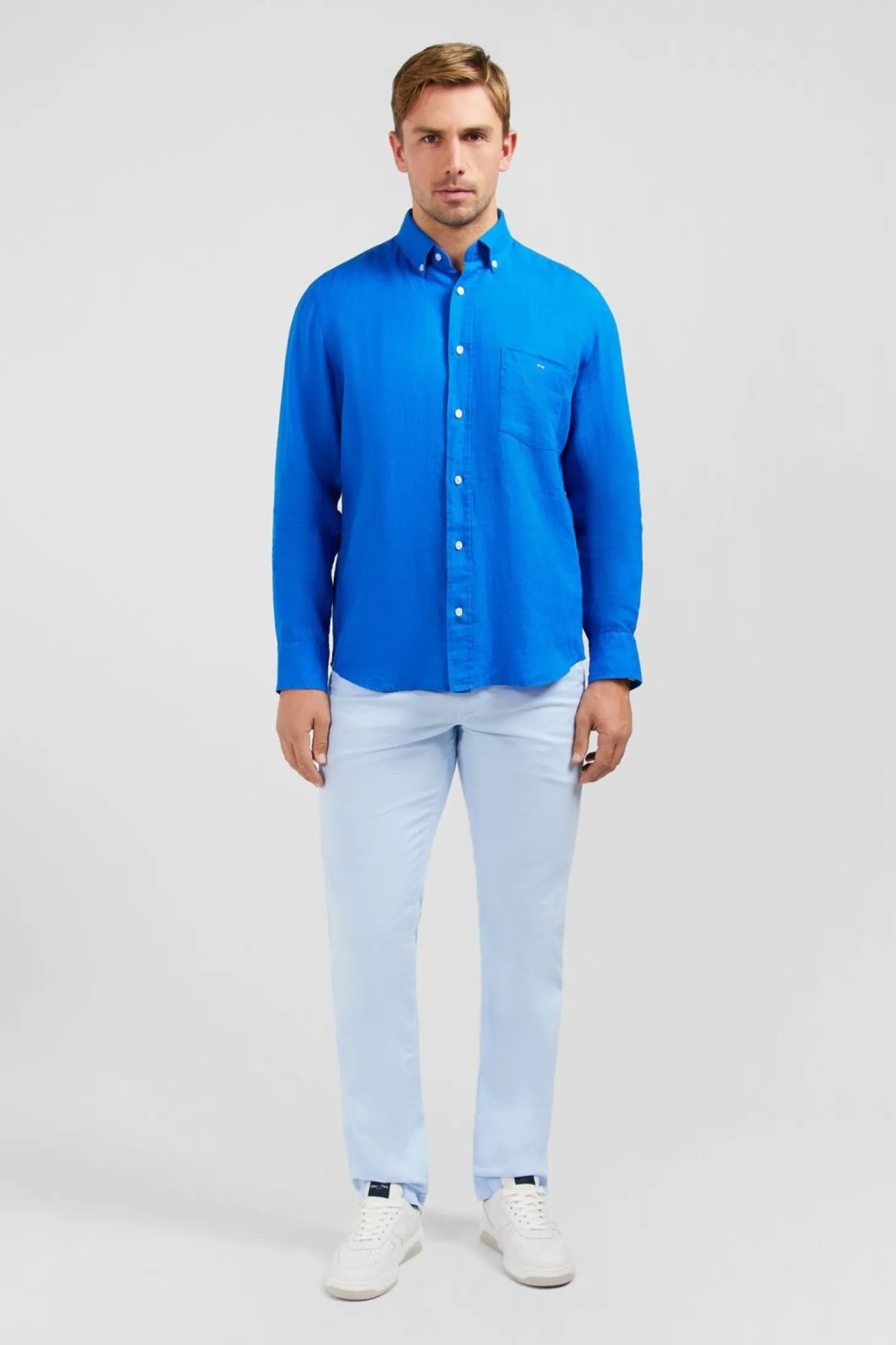 Chemise Unie Bleue En Lin