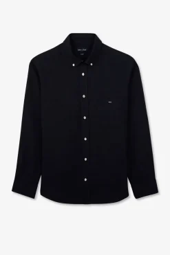 Chemise Unie Bleu Marine En Lin