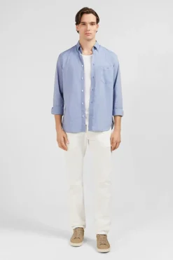 Chemise Unie Ciel En Coton Coupe Classique