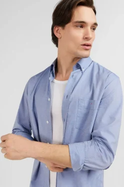 Chemise Unie Ciel En Coton Coupe Classique