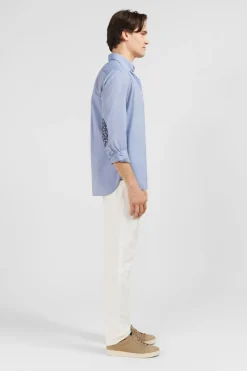 Chemise Unie Ciel En Coton Coupe Classique