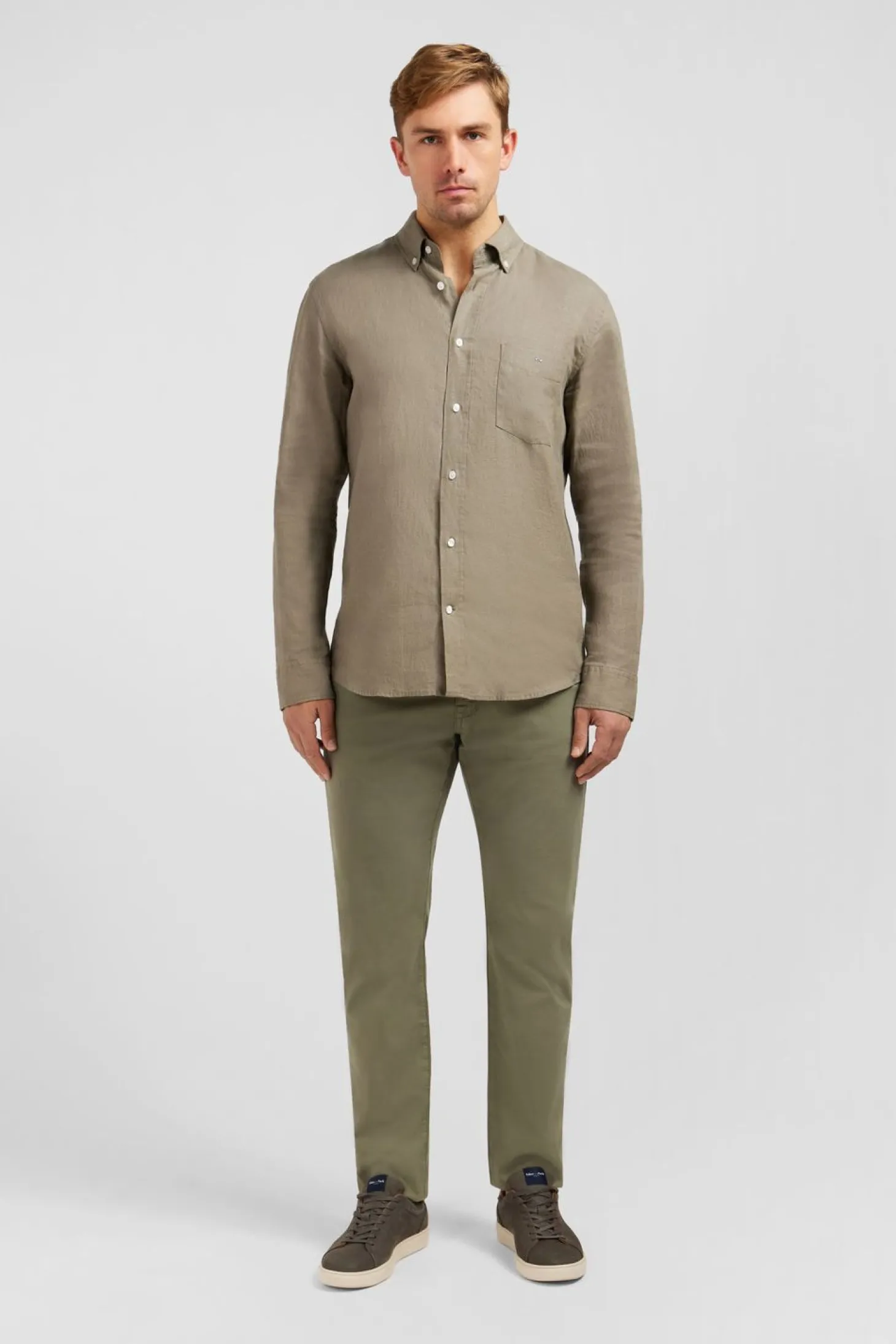 Chemise Unie Kaki En Lin