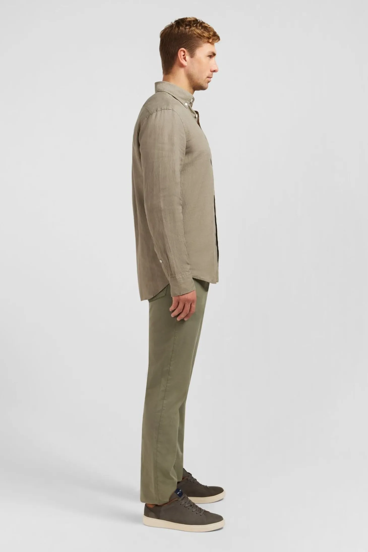 Chemise Unie Kaki En Lin