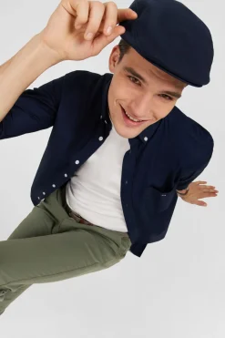 Chemise Unie Marine En Coton Coupe Classique