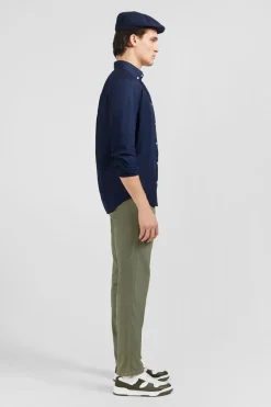 Chemise Unie Marine En Coton Coupe Classique