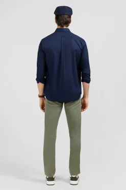 Chemise Unie Marine En Coton Coupe Classique