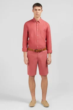 Chemise Unie Rouge Brique En Lin