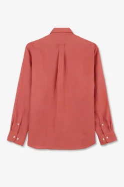 Chemise Unie Rouge Brique En Lin