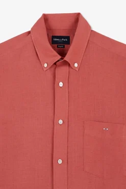 Chemise Unie Rouge Brique En Lin
