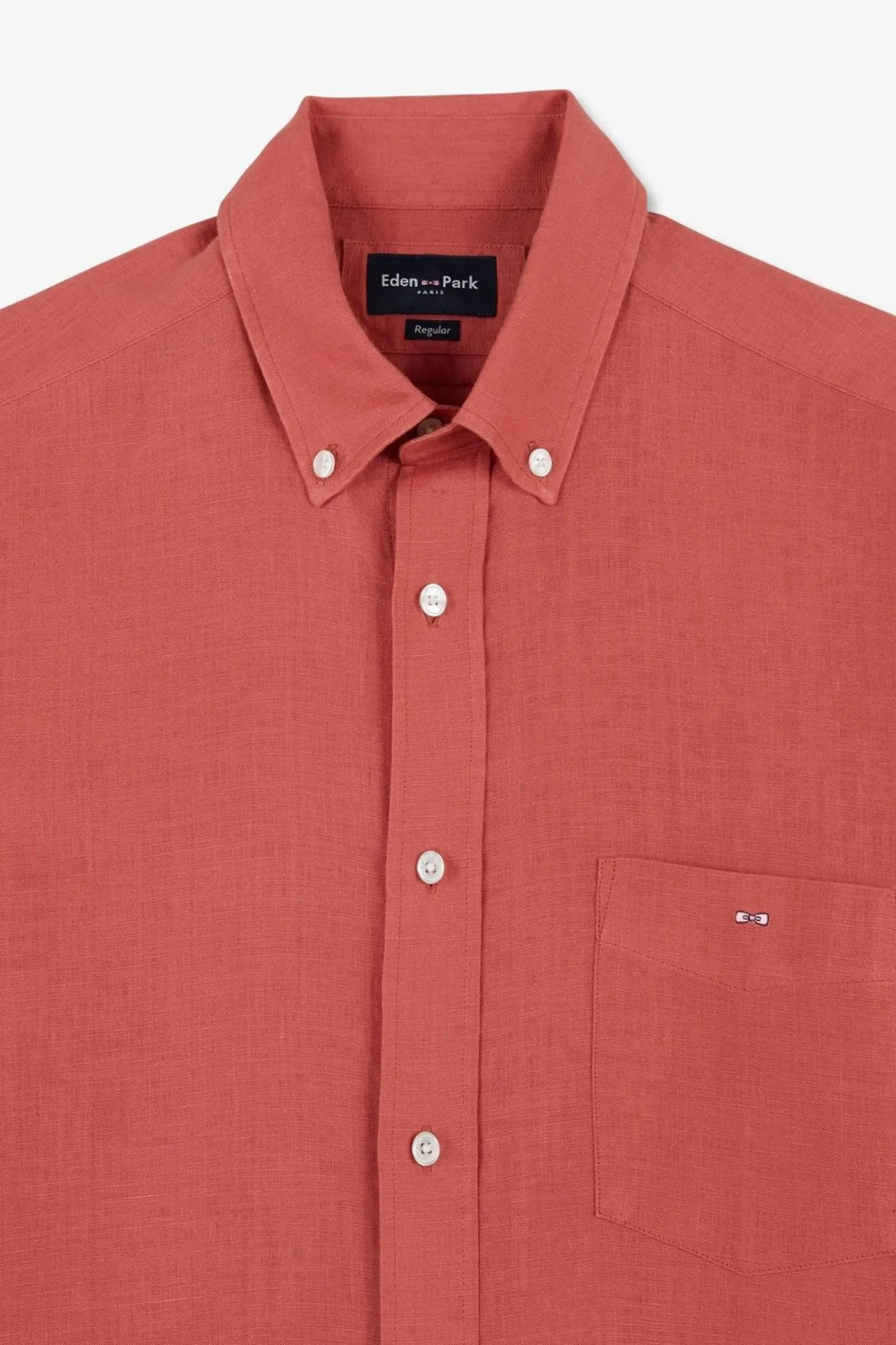 Chemise Unie Rouge Brique En Lin