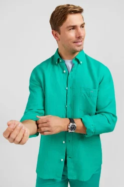 Chemise Unie Verte En Lin