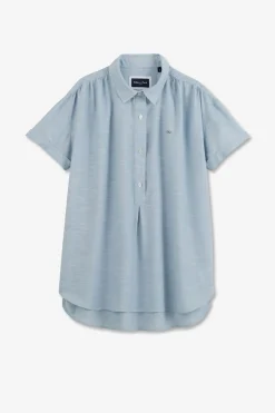 Chemisier Bleu Clair A Manches Courtes
