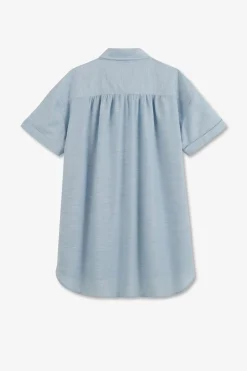 Chemisier Bleu Clair A Manches Courtes