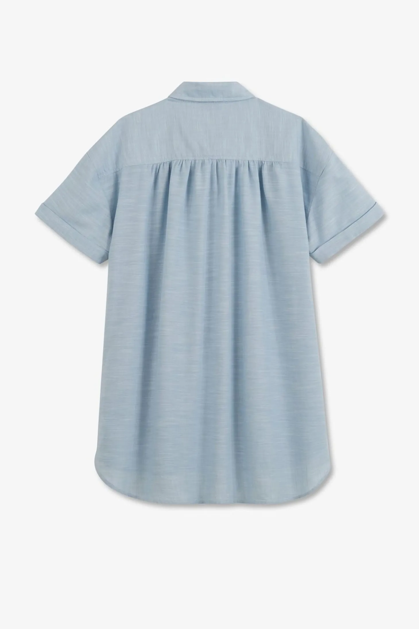 Chemisier Bleu Clair A Manches Courtes