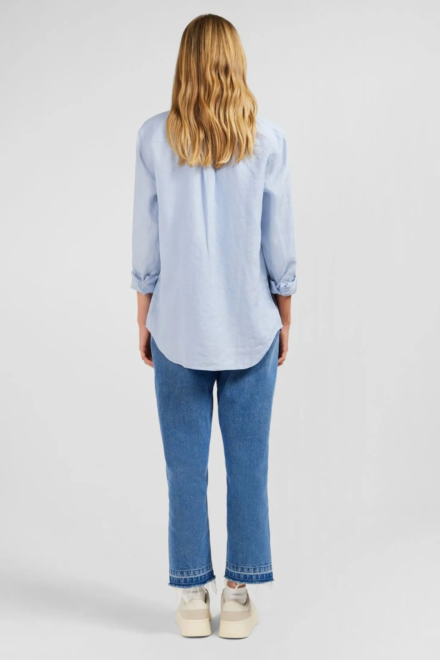 Chemisier Bleu Clair Uni