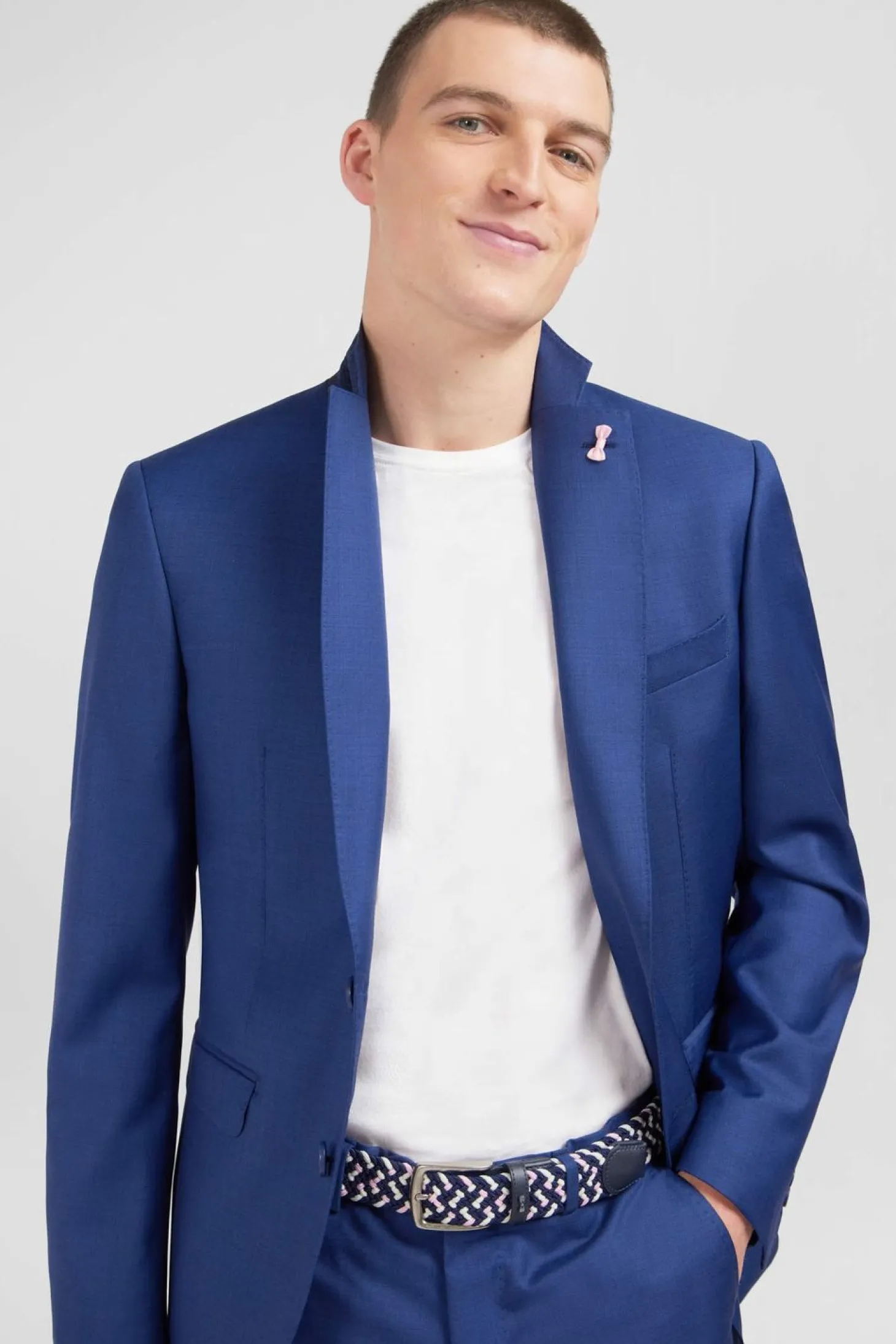 Costume Regular En Laine Bleu
