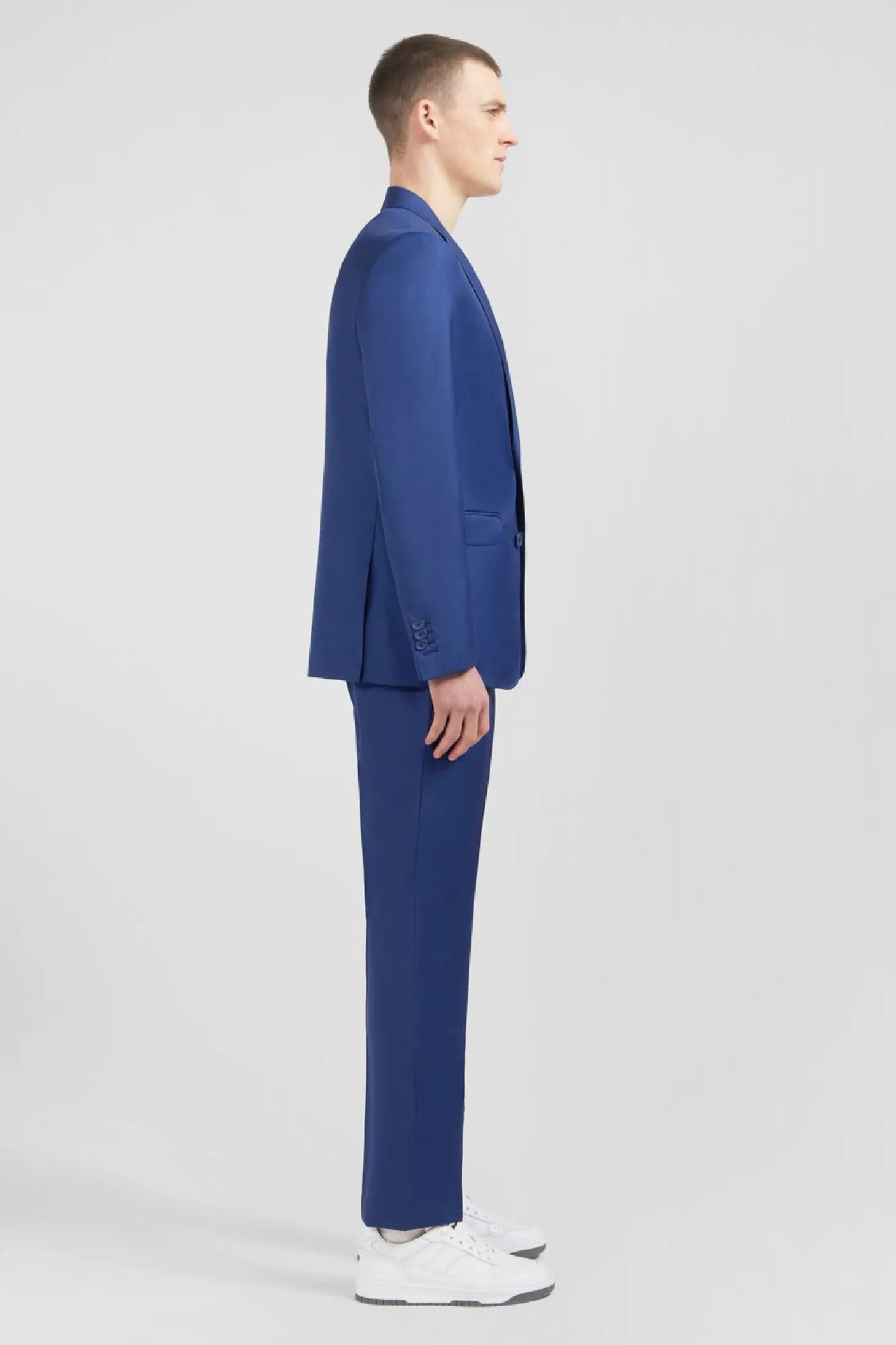 Costume Regular En Laine Bleu