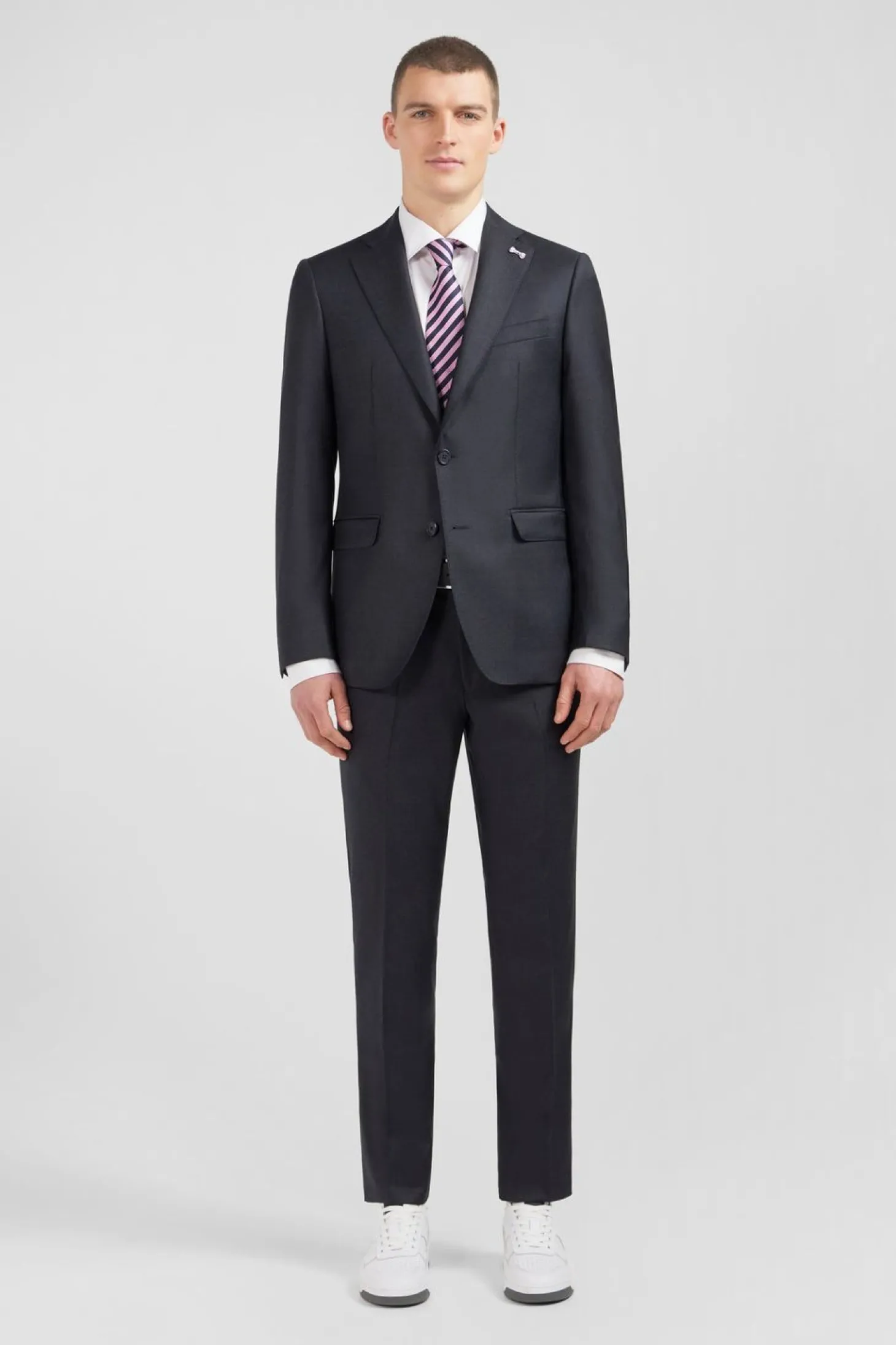 Costume Regular En Laine Gris Fonce