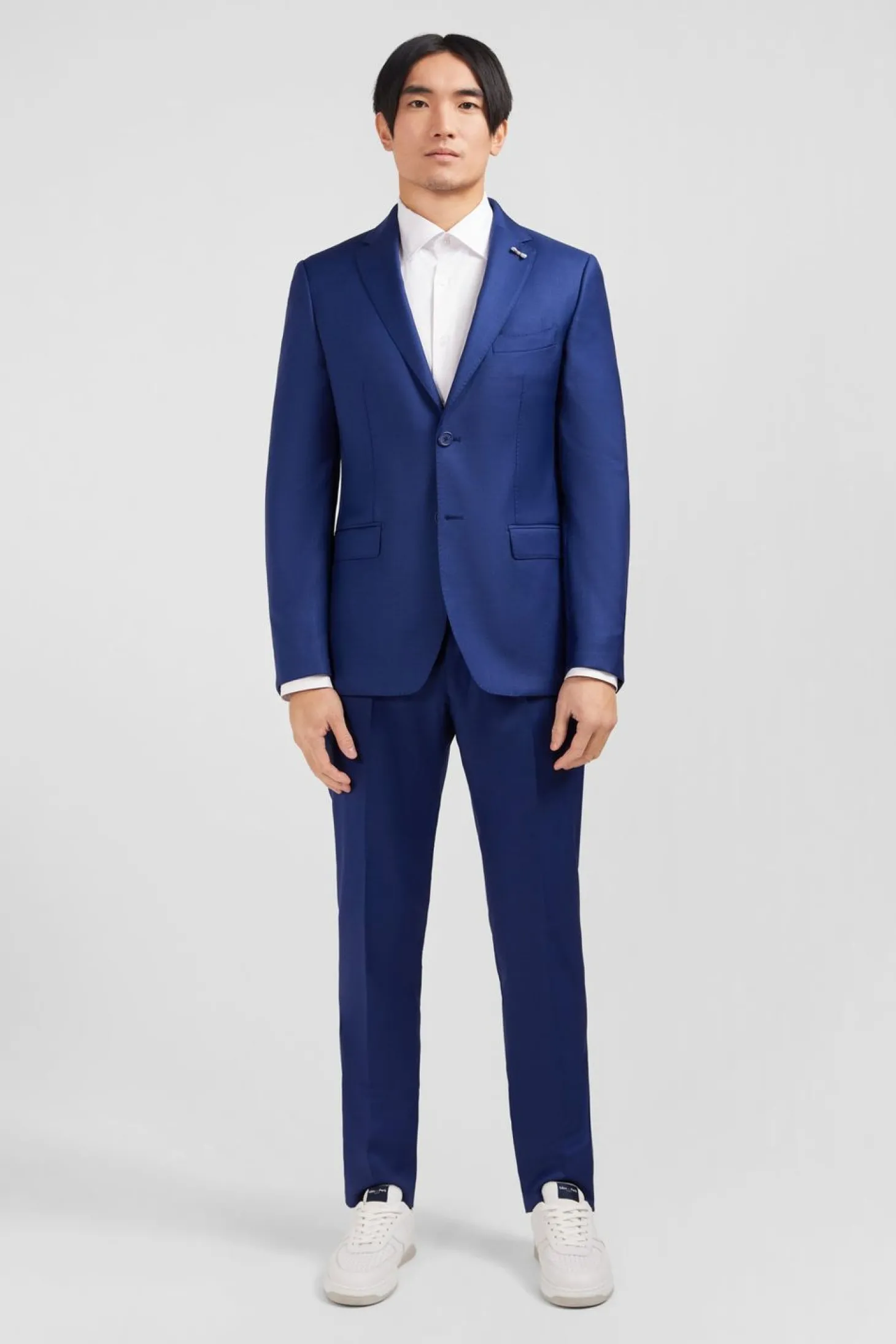 Costume Slim En Laine Bleu