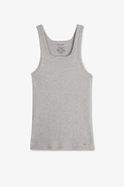 Debardeur Uni En Coton Stretch Gris
