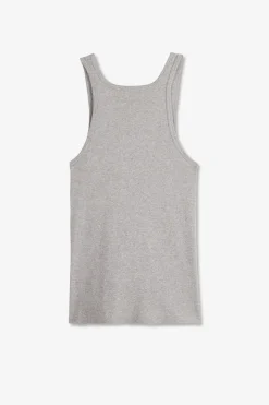 Debardeur Uni En Coton Stretch Gris