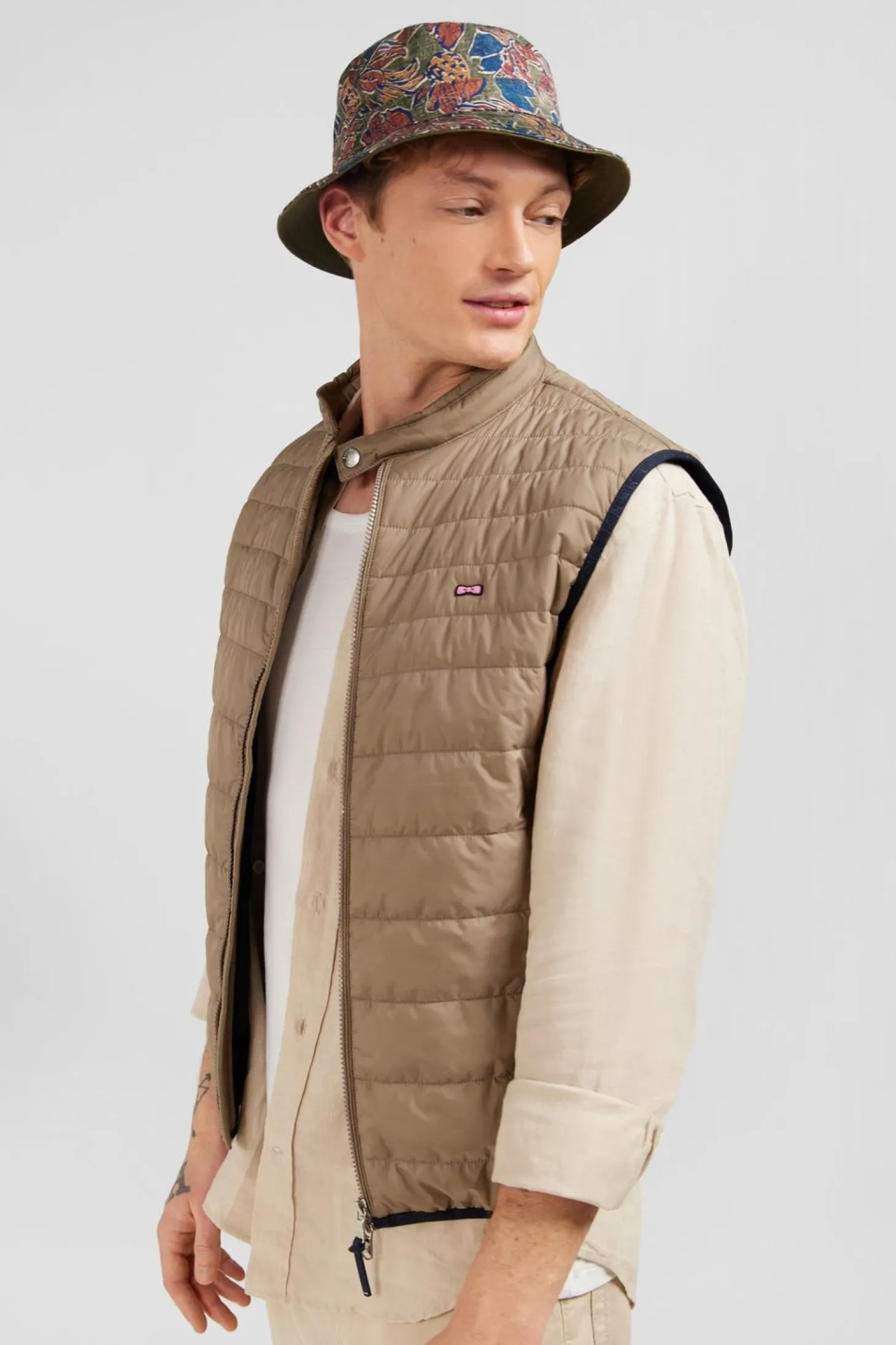 Doudoune Beige Sans Manches