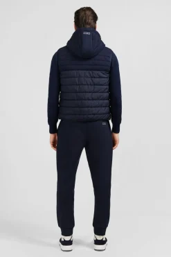 Doudoune Bleu Marine Sans Manches A Capuche