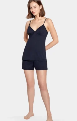 Ensemble Nuisette Shorty En Jersey Coton Marine