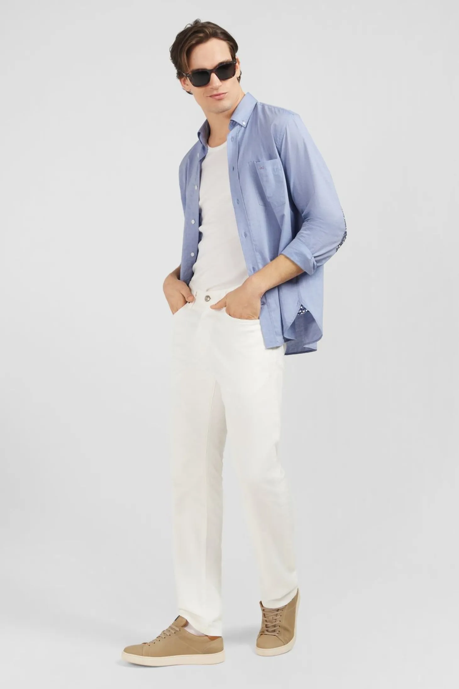 Jean Blanc En Coton Denim Stretch Coupe Regular