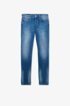 Jean Bleu Delave En Coton Denim Stretch Coupe Slim